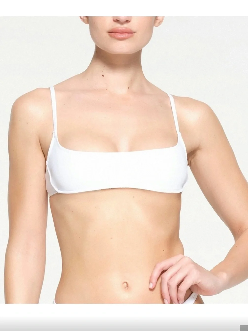 SKIMS Micro Scoop Top & Thong Bikini Set - Snow